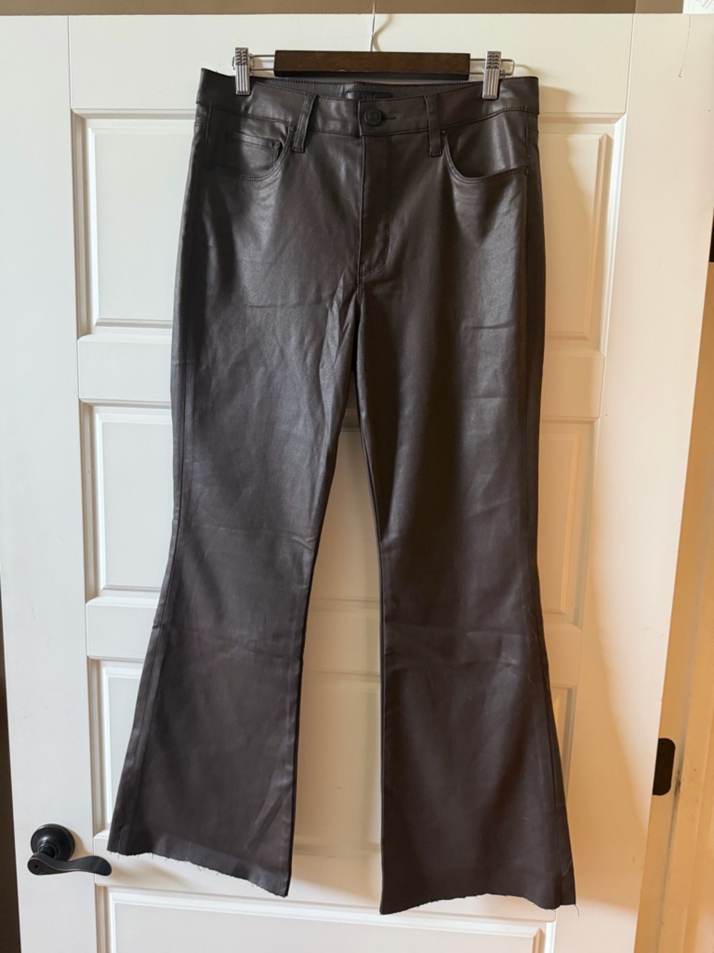 Kut From The Kloth Brown‎ Faux Leather Flare Pants Size 10 Y2K Retro Indie - Picture 13 of 13